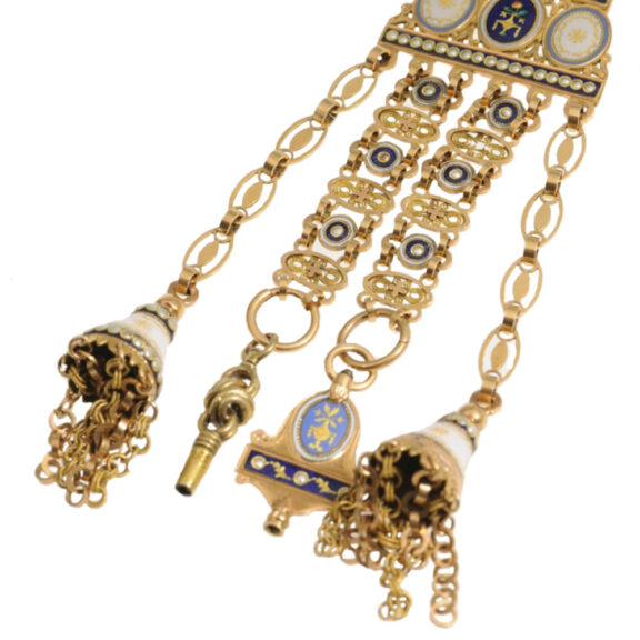 Decorative French 20k gold verge with chatelaine Circa 1790 Decorative French 20k gold verge with chatelaine Circa 1790