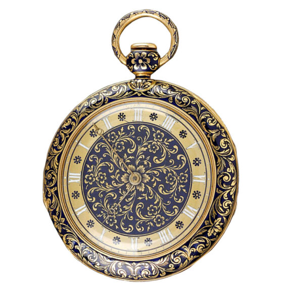 A Swiss gold watch with floral champlevé decor Circa 1820