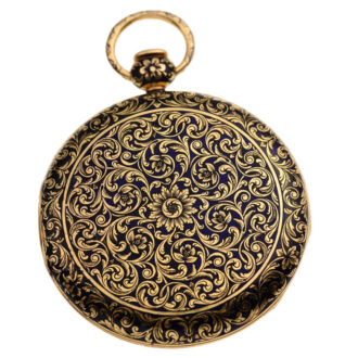A Swiss gold watch with floral champlevé decor Circa 1820