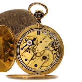 A Swiss gold watch with floral champlevé decor Circa 1820