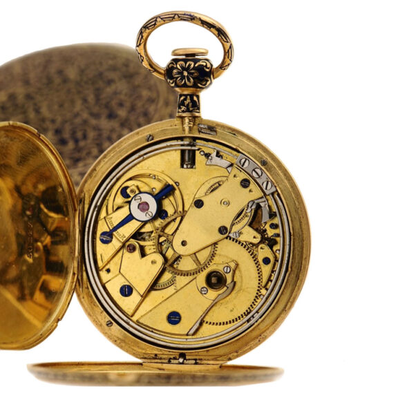 A Swiss gold watch with floral champlevé decor Circa 1820 A Swiss gold watch with floral champlevé decor Circa 1820