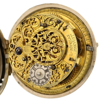 A fine Swiss silver verge pocket watch Circa 1720