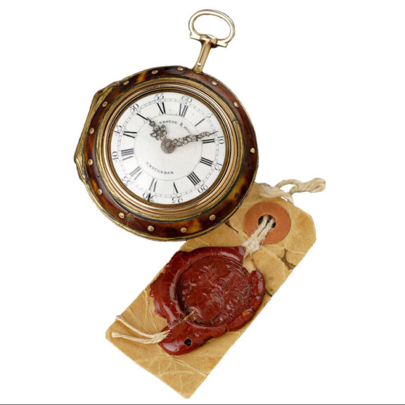 A Dutch gold quarter repeating verge pocket watch Circa 1760 A Dutch gold quarter repeating verge pocket watch Circa 1760