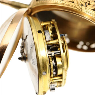 A Dutch gold quarter repeating verge pocket watch Circa 1760