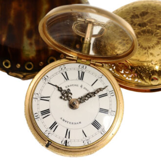 A Dutch gold quarter repeating verge pocket watch Circa 1760