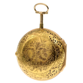A Dutch gold quarter repeating verge pocket watch Circa 1760