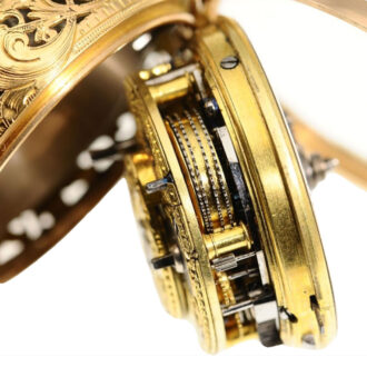A Dutch gold quarter repeating verge pocket watch Circa 1760