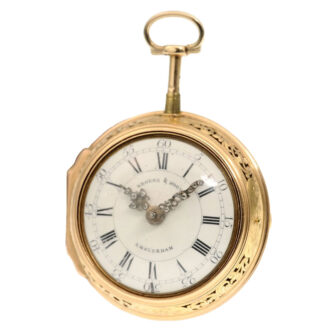 A Dutch gold quarter repeating verge pocket watch Circa 1760