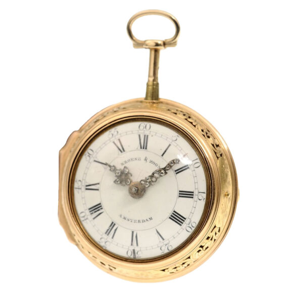 A Dutch gold quarter repeating verge pocket watch Circa 1760