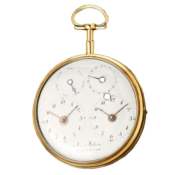 A 18K Swiss verge pocket watch with second time zone Circa 1800