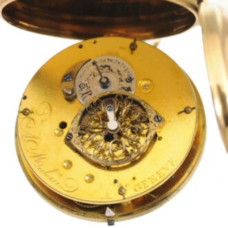 A 18K Swiss verge pocket watch with second time zone Circa 1800