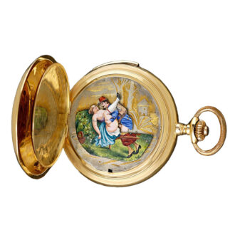 A Swiss erotic repeating hunting case pocket watch Circa 1890