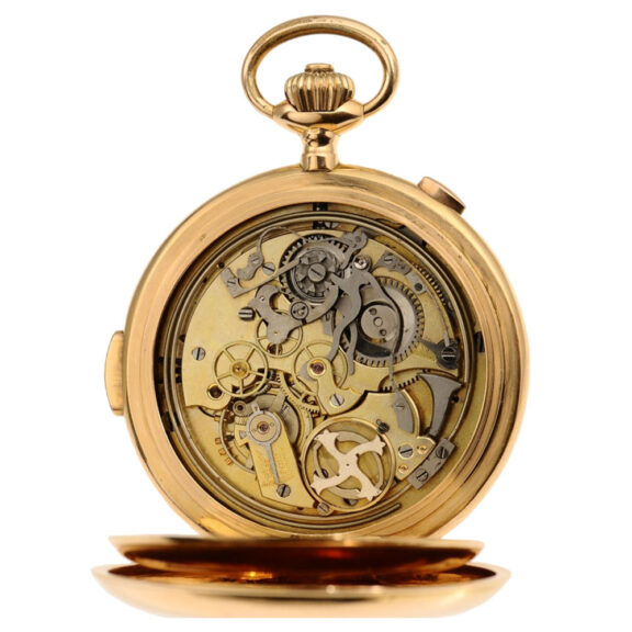 18K gold Swiss hunting case quarter repeating watch Circa 1895 18K gold Swiss hunting case quarter repeating watch Circa 1895