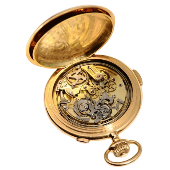 18K gold Swiss hunting case quarter repeating watch Circa 1895 18K gold Swiss hunting case quarter repeating watch Circa 1895