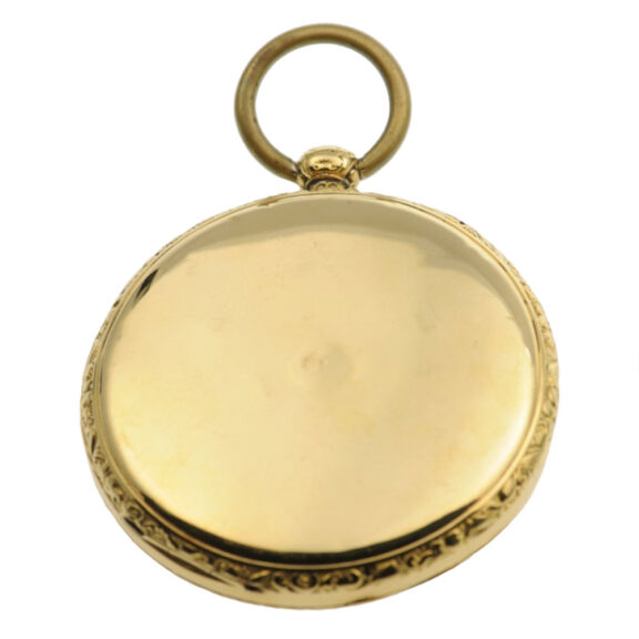 A Swiss gold engraved dial "Fisher at a mountain lake" Circa 1830 A Swiss gold engraved dial "Fisher at a mountain lake" Circa 1830