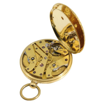 A Swiss gold engraved dial "Fisher at a mountain lake" Circa 1830