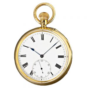 Fine English 18k gold keyless lever with carrousel Circa 1880
