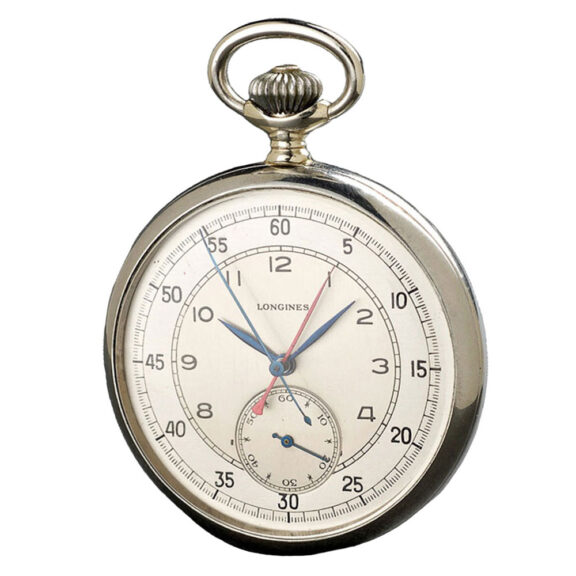 A Swiss open face deck watch with chronograph Circa 1940 A Swiss open face deck watch with chronograph Circa 1940