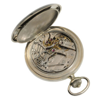 A Swiss open face deck watch with chronograph Circa 1940 A Swiss open face deck watch with chronograph Circa 1940