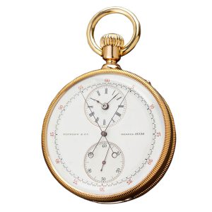 A Swiss gold watch with split seconds chronograph Circa 1878