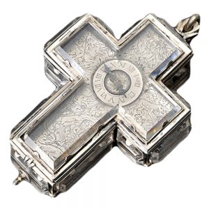 A French silver neck watch in the shape of a crucifix Circa 1700