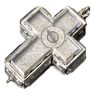 A French silver neck watch in the shape of a crucifix Circa 1700