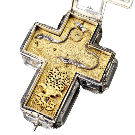 A French silver neck watch in the shape of a crucifix Circa 1700 A French silver neck watch in the shape of a crucifix Circa 1700