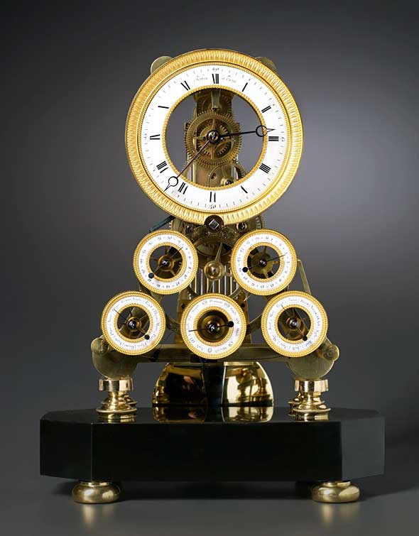 A Directoire multi-dial skeleton table regulator of eight day duration by Robert Robin, Paris, date circa 1796-99