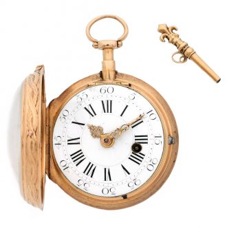 French 18 carat yellow gold open faced verge watch Circa 1850