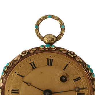 Swiss gold watch with turquoise cabochons Circa 1850