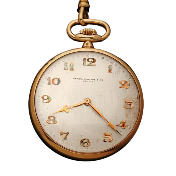 Swiss 18K yellow gold pocket watch with Léontine Circa 1950 Swiss 18K yellow gold pocket watch with Léontine Circa 1950