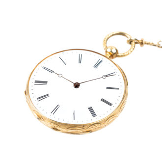 Swiss 18K yellow gold pocket watch with chain Circa 1850