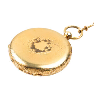 Swiss 18K yellow gold pocket watch with chain Circa 1850