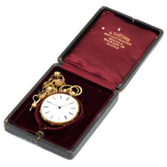 Swiss 18K yellow gold pocket watch with chain Circa 1850