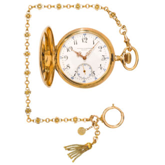 Swiss 14K gold full hunter pocket watch with chain Circa 1910 Swiss 14K gold full hunter pocket watch with chain Circa 1910
