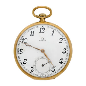 Swiss 18K gold open faced Art Deco pocket watch Circa 1930
