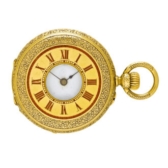 Small Swiss gold half hunting cased cylinder watch Circa 1884