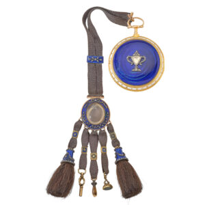 English 18K gold, enamel and diamond set watch Circa 1820