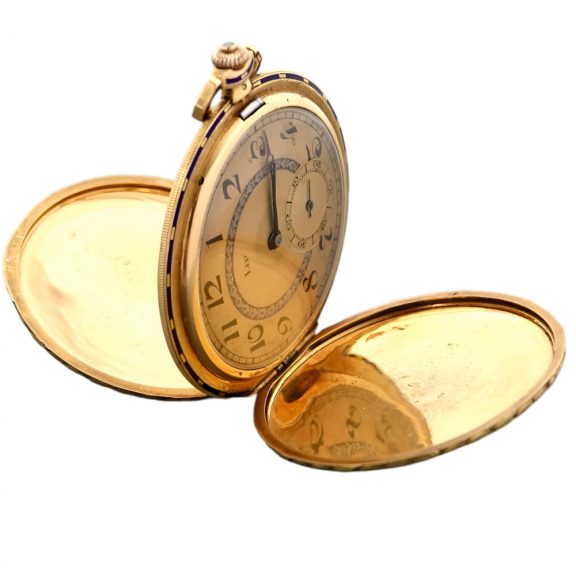 French gold and enamel keyless pocket watch Circa 1920 French gold and enamel keyless pocket watch Circa 1920