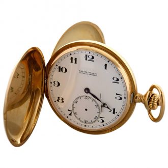 Swiss 18K yellow gold hunting cased pocket watch Circa 1900