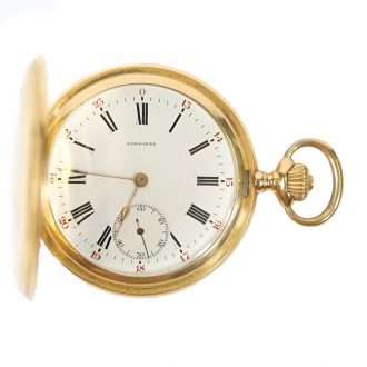 Swiss 18K gold hunting cased lever watch with 24h dial Circa 1910
