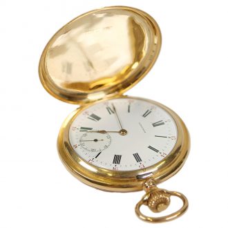 Swiss 18K gold hunting cased lever watch with 24h dial Circa 1910