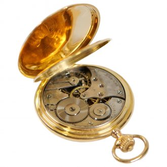 Swiss 18K gold hunting cased lever watch with 24h dial Circa 1910