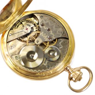 Swiss 18K gold hunting cased lever watch with 24h dial Circa 1910