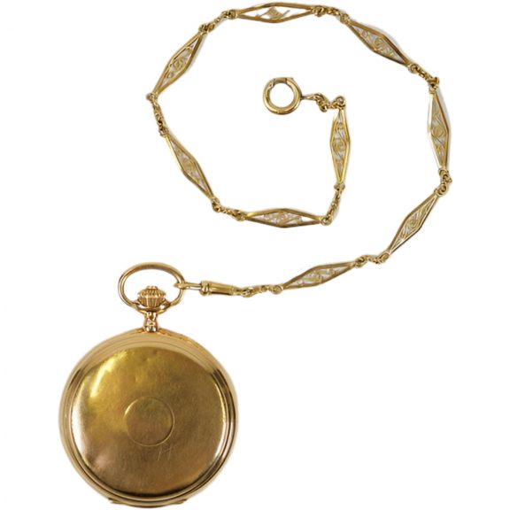 Swiss 18K gold hunting cased lever watch with 24h dial Circa 1910 Swiss 18K gold hunting cased lever watch with 24h dial Circa 1910