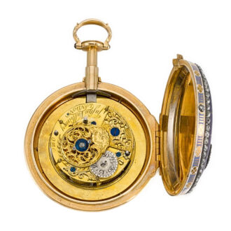 English gold, enamel and diamond-set repeating watch Circa 1768 English gold, enamel and diamond-set repeating watch Circa 1768