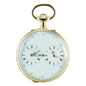 Swiss 18K gold captain's watch with two time zones Circa 1860