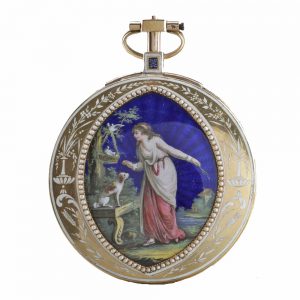 Gold enamel split pearls verge pocket watch Circa 1790