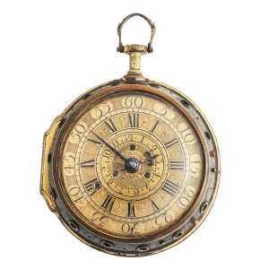 English verge with champlevé dial, alarm and repeating Circa 1700