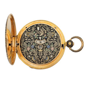 Swiss 18 carat gold and enamel jump hour watch Circa 1890